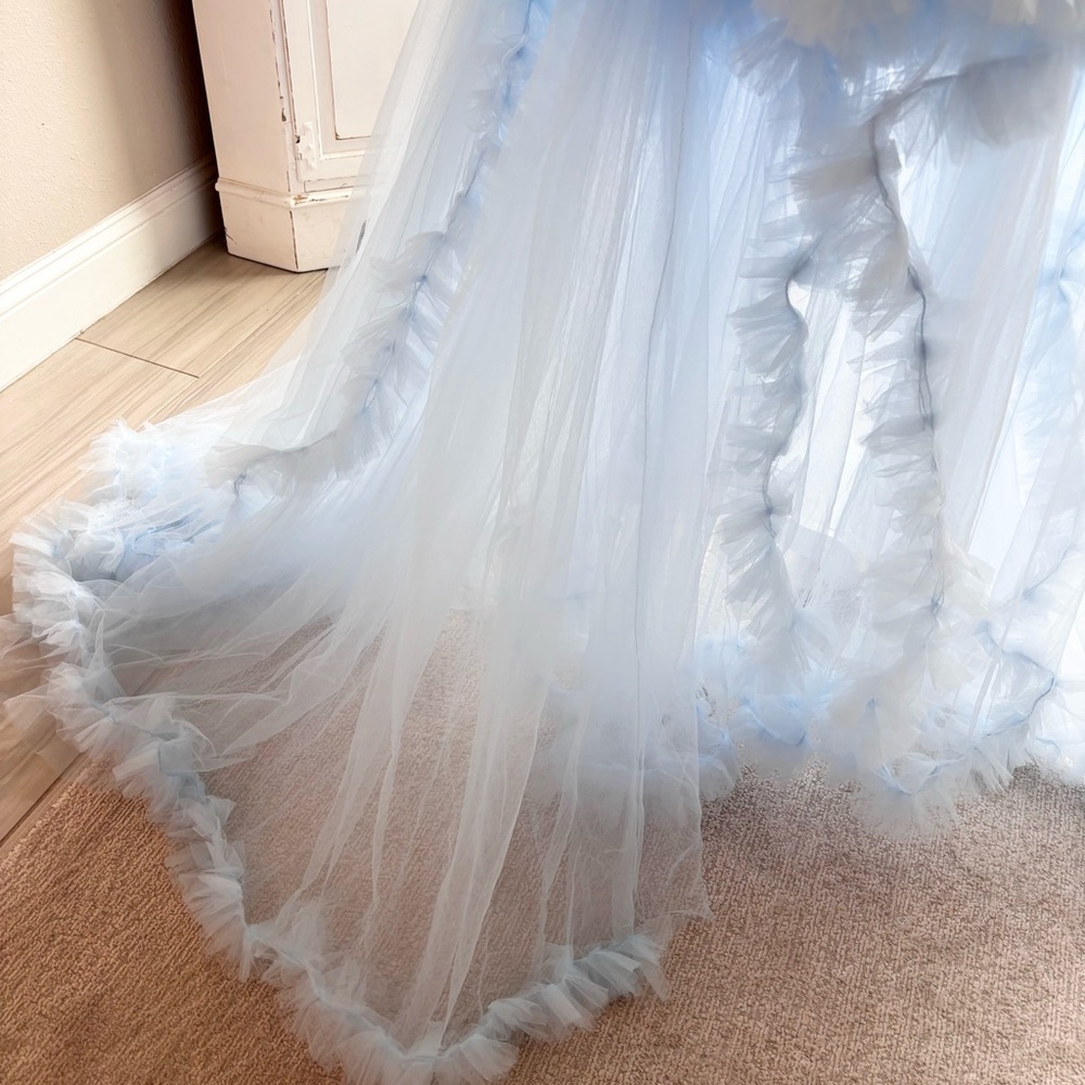 NEW Tulle Maternity Dress for Photoshoot Bridal Robe Light Blue NWOT Size L - Picture 5 of 14